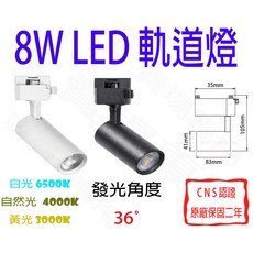 【敬】8W LED 軌道燈 全電壓 筒燈 長筒 一體式 軌道條 展場 商空 辦公 舞台 夜店, 溫潤白, 1件