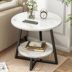 혜문잡화상점 마블 티테이블 50cm 블랙 화이트