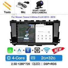 안드로이드 오토 올인원 14 카플레이 자동 라디오 닛산 티나 3 알티마 5 L33 2013-2020 멀티미디어 비디오 스펠러 네비게이션 GPS 와이파이 4G 스테레오, 2) 2G-32G CAM