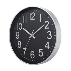 아날로그 무소음 벽시계 30cm 심플 거실 인테리어 집들이선물, 블랙