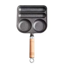 家用網紅鑄鐵烤盤烤腸鍋，電磁爐適用，戶外燒烤專用, 1個, 普通款煎蛋烤腸鍋【無贈品】