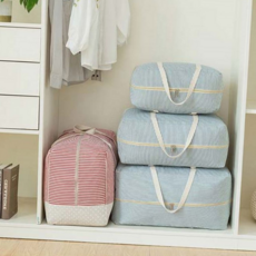 이불 보관함 수납 계절 담요 이불 정리함 가방 스트라이프 파우치 이불장 세탁 가능 빨래, 레드-특대형, 1, 1