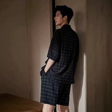 바디랜드 딥체크 커플 잠옷 반팔 라운지웨어