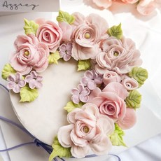 하남 앙금 플라워 떡 케이크 작약 크레센트 떡 케이크 (미니 1호 2호), 300g, 1개