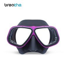 breathe 潛水面鏡，舒適貼合，低容積設計，鋼化玻璃鏡片，多色可選, 黑紫