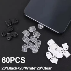 화웨이 타입-C 휴대폰 충전 포트용 DIY 투명 먼지 플러그 2mm 휴대폰 액세서리, 13 60Pcs Mix