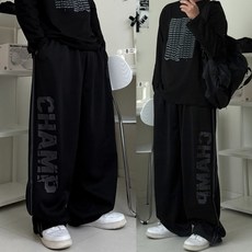 르위 와이드 트레이닝팬츠 벌룬 스웻 스트링 조거 바지 빅사이즈