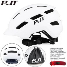 PJT 사이클링 헬멧 In-Mold Road USB 충전식 테일 라이트/선택 자전거 헬멧 안전 모자 MTB 자전거 헬멧 용 헬멧 가방, L 57-61CM, 2P6-White-Black-B