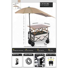 [unclehome4989] 다용도웨건, 1개, 오프로드 바퀴 베이지 90cm 우산
