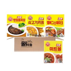 오뚜기 3분류 4종 1개씩 쇠고기카레+렌틸콩짜장+햄버그스테이크+미트볼, 200g, 1개