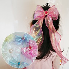 마이에이치 오로라 롱리본핀 집게핀 6컬러 키즈 아동 여아 아기 헤어핀