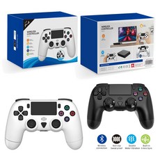 DOBE PS4 무선 컨트롤러 클론 플스4 듀얼쇼크4 호환 [스팀 PC유선 C타입 향상된배터리], 화이트