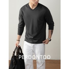 【雲感抗菌】男士長袖T恤 打底衫 莫代爾T恤 純色T恤 V領T恤 高端親膚面料 柔滑透氣 春秋季百搭 商務休閒內搭