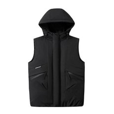 加絨加厚保暖休閒無袖連帽馬甲背心外套 (秋冬季)