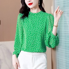 빌리즈빈 여성 라운드 데일리 캐주얼 땡땡이 블라우스 51045