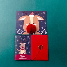 메리 크리스마스 카드 봉투 3D 팝업 인사 산타 클로스 눈사람, E