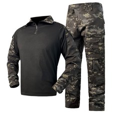 ANYOU 택티컬 전술 컴뱃셔츠 긴팔+팬츠 세트 아웃도어 군인 간부 강철부대 캠핑 카고 바지, G2-BCP