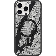 OtterBox 아이폰 15 프로 맥스용 다채로운 그립 엣지 케이스가 있는 투명 케이스 - 뉴욕 (블랙)