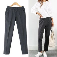 나인뮤즈 허리밴딩 슬랙스 일자핏 빅사이즈여성의류 ~3XL 데일리 키작녀 리더밴딩팬츠