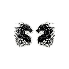 2PCS Dragon Car Emblem 3D Badge Sticker Waterproof Vinyl Emblem Car Symbol for Car Truck Motorcy, Black