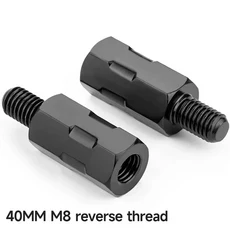 호환 더 긴 확장 검은 바이크 오토바이 백미러 어댑터 M8 8mm M10 10mm 반 시계 방향 오른쪽 왼손 스레드, 16 Anticlockwise M8-40