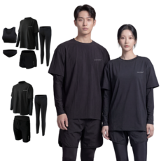 오로라선데이 올블랙 래쉬가드 남녀 루즈핏 빅사이즈 무지 체형커버 비치웨어 남성 3종 여성 5종 세트, 남성(2XL) 남성(2XL)