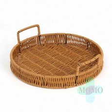 모모 사각 라탄트레이 30cm 내추럴 라탄손잡이바구니 포인트소품 까페쟁반