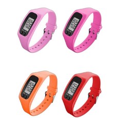상세설명참조 시계형 자동 만보기 손목 시계 칼로리 실리콘 디지털 칼로리 팔찌 만보계, 오렌지, 1개