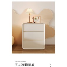 DMEI奶油風床頭櫃 多層實木現代簡約輕奢儲物櫃 E0級免漆臥室收納, 基礎款-淺灰色 Z-16,寬45*深40*高55, 1個