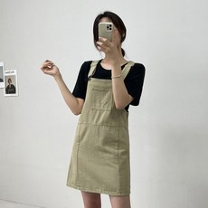 마이시즌 여성용 피크닉 멜빵 미니 원피스