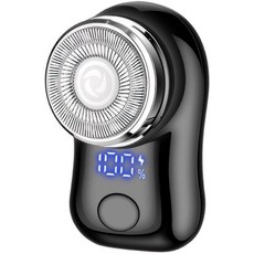 미니 전기 면도기 남성용 휴대용 강력 폭풍 USB C 충전식 배터리 전원 디스플레이 여행 사무실 출장용 경량 면도기, 1개, Black