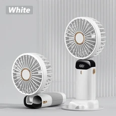 XIAOTREE 휴대용 팬 사무실 데스크탑 다기능 접이식 이중 헤드 소형 전기 팬(목 끈 포함), 04 White