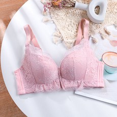 임산부 속옷 임신기 작은 가슴 간호 브래지어 두꺼운 레이스 수유 방지 처짐 앞 버클 브래지어