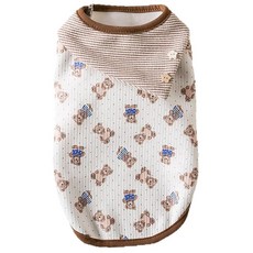 귀여운 애완동물 의류 곰 패턴 만화 강아지 옷 사계절용 민소매 새끼 고양이 풀오버 부드러운 피부 친화적 (XL (4.5-5.4kg(10-12파운드))