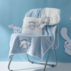 산리오 시나모롤 샤워가운 헤어타올 세트, 블루, 1세트