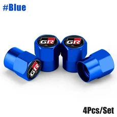 금속 자동차 배지 휠 타이어 밸브 캡 커버 타이어 장식 액세서리 도요타 GR 스포츠 가주 레이싱 야리스 코, 06 Blue