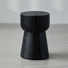 탄화 블랙 원목 우드 스툴 협탁 사각 원형 통나무 화장대 카페 매장 스툴체어 의자, D 32x32x45