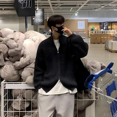 雙拉鍊針織小外套外套男 M-3XL 兩色入 秋冬季高級感毛衣外套男 英倫雅痞中高領針織外套男 高級感 慵懶風小外套毛衣男