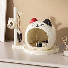 현관 열쇠 수납 선반 탁상 정리 방진 수납함, 크림색 - 빨간색과 검은색