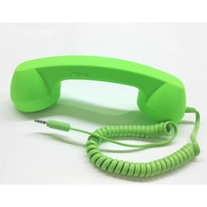 레트로 수화기 핸드셋 마이크조절 전화기, 그린 + Type-C 어댑터