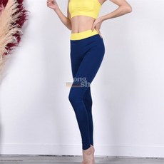 지옹샵 008스포티 하이웨스트형 쿨론 투톤 밴드 요가바지 필라테스옷