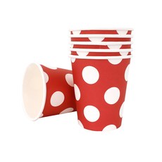파티용 종이컵 도트레드 6개 생일 일회용, 단품