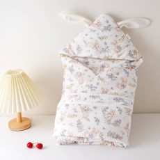 新生兒包被純棉a類初生產房抱被春秋冬季襁褓抱被寶寶抱毯小被子, 藍莓兔【四季款約450克】
