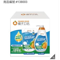 愛的小舖-橘子工坊 高效潔淨洗碗精 650毫升 補充包 430毫升 X 4入 效期： 2027年4月份, 1個, 430ml