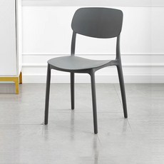 Tixpra 모던한 디자인의 흰색 플라스틱 의자 실내 인테리어에 완벽한 가볍고 내구성 좋은 다용도 의자, 1개, 회색