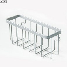 Z3JC 水槽瀝水籃掛籃免打孔廚房洗碗布清潔海綿抹布洗菜池邊收納置物架, 1個, 亮麗銀灰:如圖