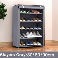 로본 6 레이어 신발 랙 대용량 방진 방수 보관 기숙사 조립 선반, Gray 6layers