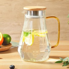 DUJUST 1.3 투수 리터 현대 다이아몬드 디자인 내열 유리 투수 핫 콜드 티
