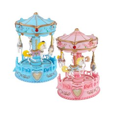 旋轉木馬音樂盒 創意聲光音樂盒, 粉色, 粉色