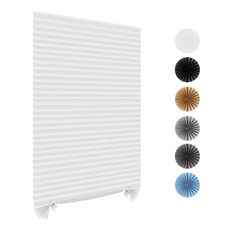 Stick On Blinds for Windows No Drill Temporary Window Drilling Door Light Filtering Pleated Paper